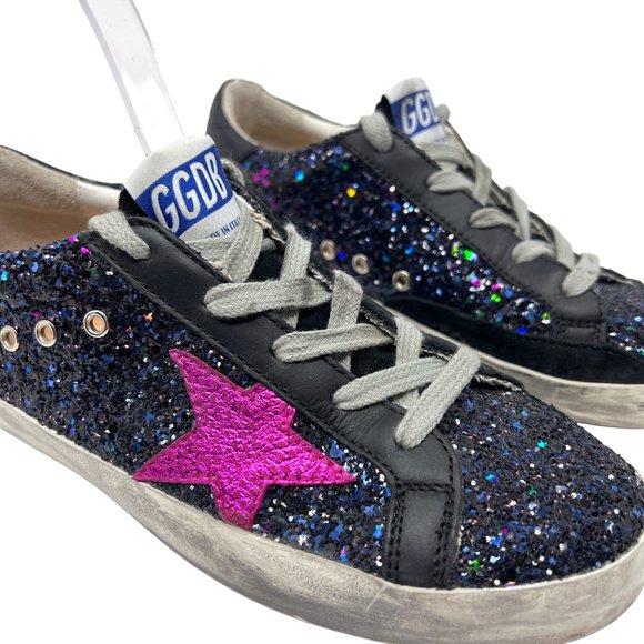 NWOB Golden Goose Superstar Kids Sneakers Galaxy Glitter Fuchsia Star Size 35 - Picture 10 of 17